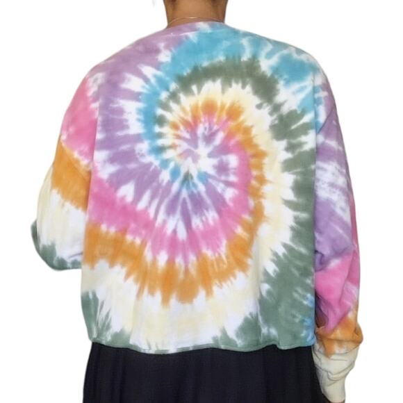 DAYDREAMER tie dye sweatshirt cropped retro boxy pullover rainbow spiral Size L - Picture 3 of 7